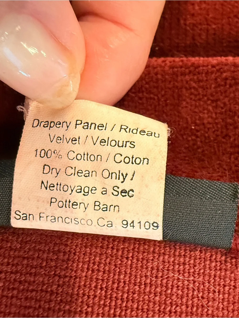 Vintage Pottery Barn Velvet Drapes in Burgundy